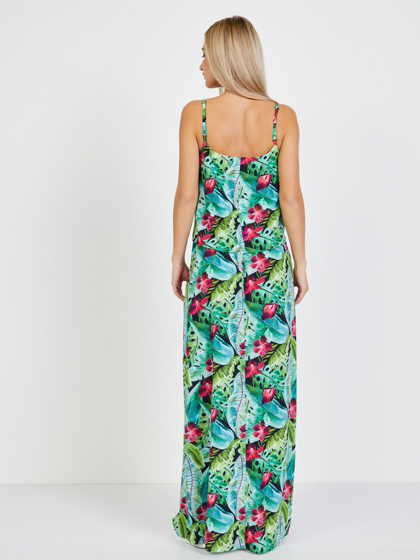 numoco Zelena vzorčasta maksi obleka Numoco