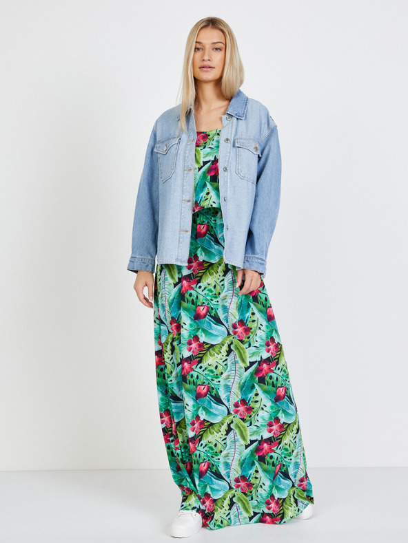 numoco Zelena vzorčasta maksi obleka Numoco