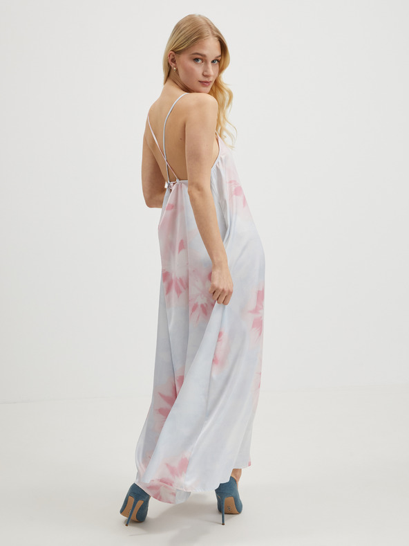 ONLY Roza in modra ženska vzorčasta maksi obleka s trakovi ONLY Tina