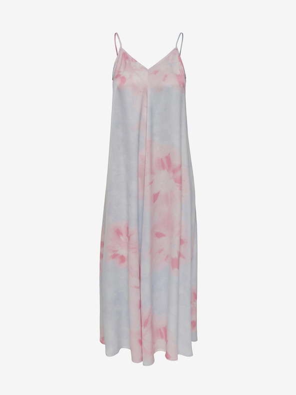 ONLY Roza in modra ženska vzorčasta maksi obleka s trakovi ONLY Tina