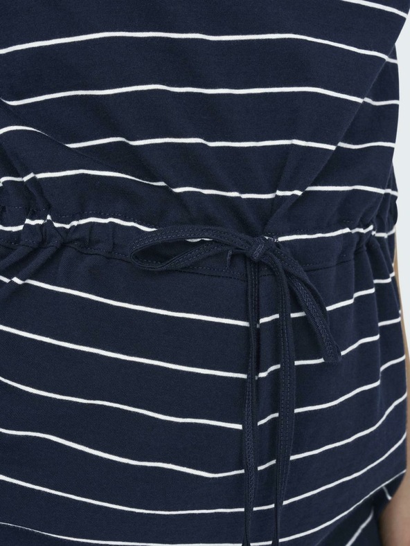 ONLY Bela in modra ženska črtasta obleka ONLY