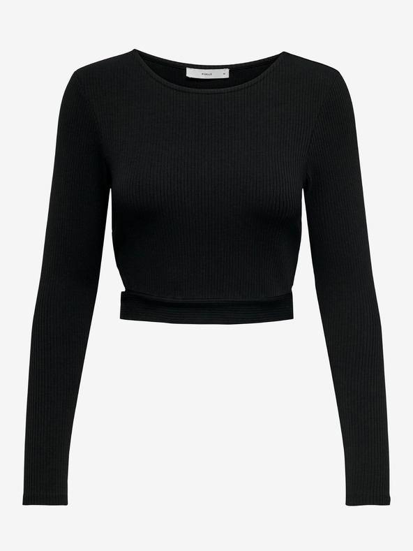 ONLY Črna ženska majica z odprtinami ONLY Nikita