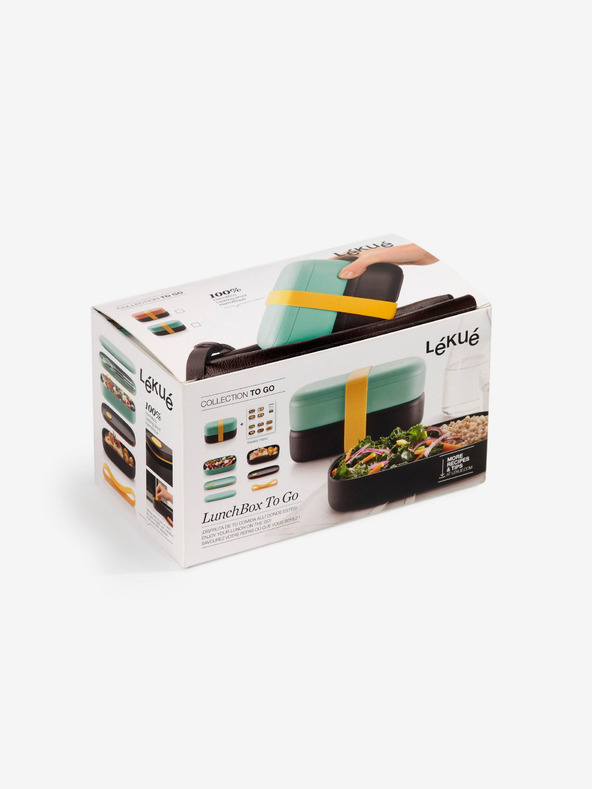 Lékué Črno-turkizna škatla za malico Lékué LunchBox To Go (1000 ml)