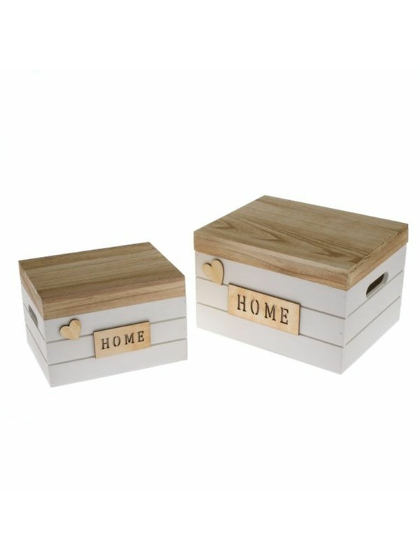 Casa de Engel Lesena škatla s pokrovom, bela - komplet 2, 0/8