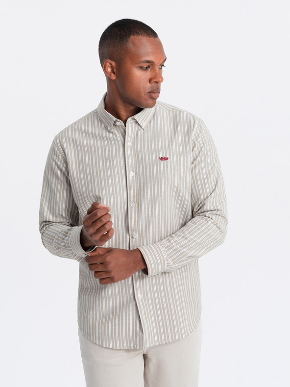 Ombre Clothing Moška bombažna srajca REGULAR FIT s finimi črtami Ombre Clothing