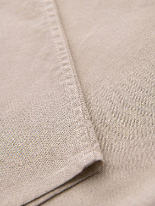 Ombre Clothing Moška srajca s kratkimi rokavi in kubanskim ovratnikom Bež Ombre oblačila