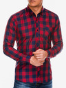 Ombre Clothing Moška karirasta srajca z dolgimi rokavi K282 - rdeča/mornarsko modra