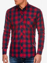 Ombre Clothing Moška karirasta srajca z dolgimi rokavi K282 - rdeča/mornarsko modra