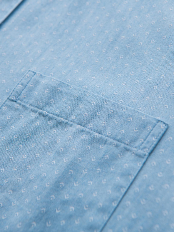 Ombre Clothing Moška srajca iz finega džinsa z vzorcem in žepom - svetlo modra Ombre Clothing