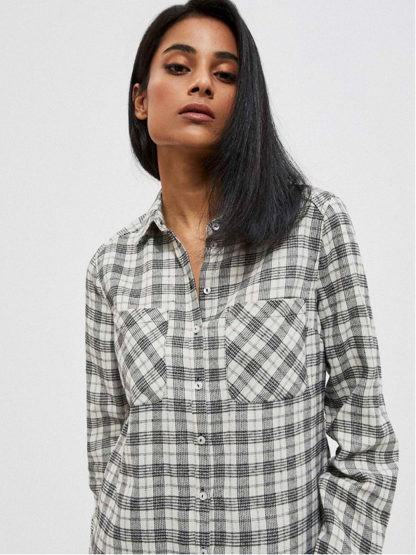 Moodo Črno-bela ženska karirasta srajca Moodo