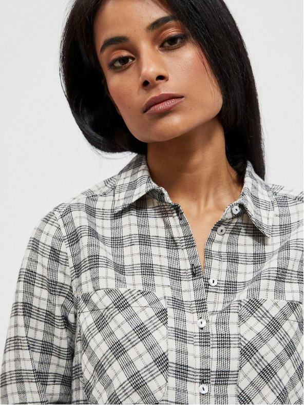 Moodo Črno-bela ženska karirasta srajca Moodo