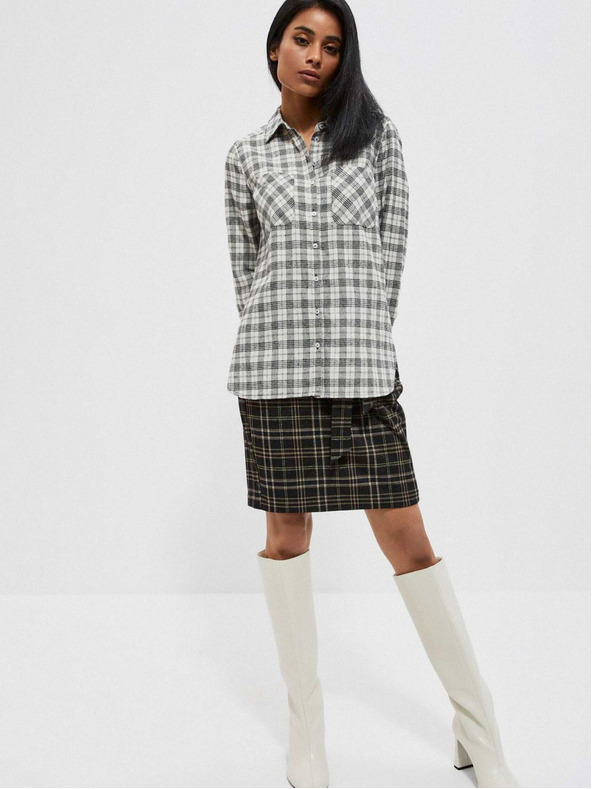 Moodo Črno-bela ženska karirasta srajca Moodo