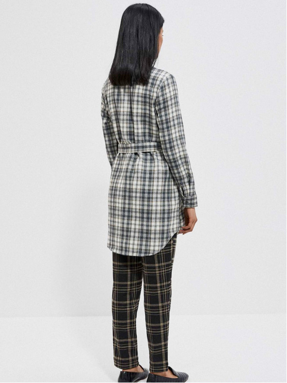 Moodo Moodo belo-siva ženska karirasta srajca