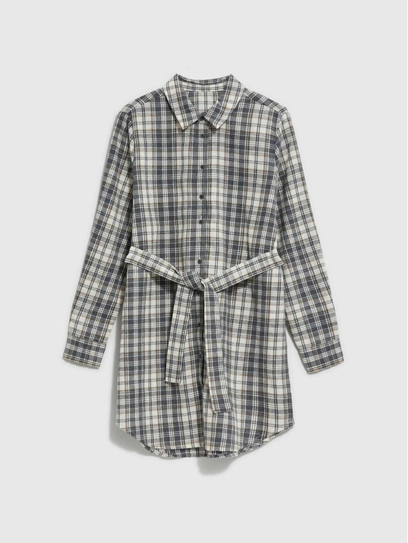 Moodo Moodo belo-siva ženska karirasta srajca