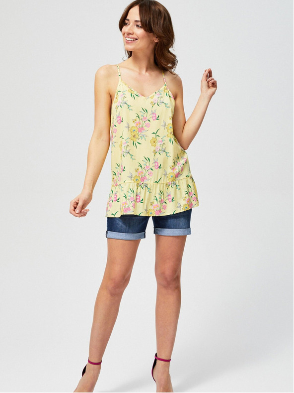 Moodo Rumena ženska majica s cvetjem Moodo