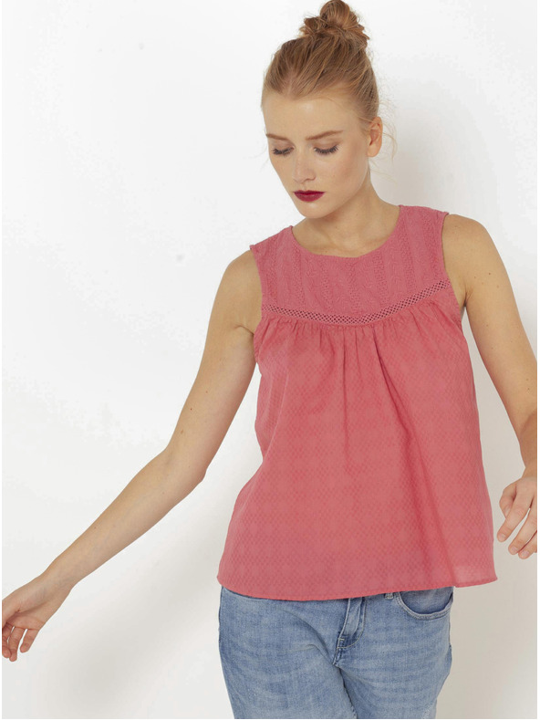 CAMAIEU Rožnata karirasta majica CAMAIEU