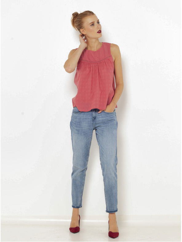 CAMAIEU Rožnata karirasta majica CAMAIEU