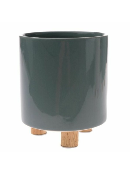 Casa de Engel Keramični lonec z lesenimi nogami, svetlo zelen, 0/12