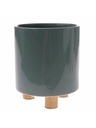 Casa de Engel Keramični lonec z lesenimi nogami, svetlo zelen, 0/12