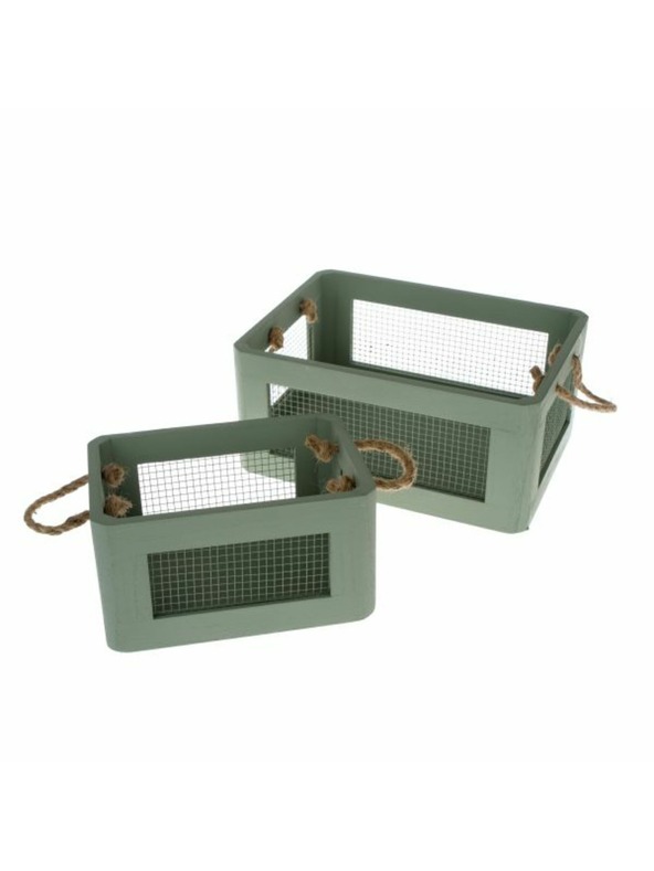 Casa de Engel Lesena škatla z mrežico, zelena - komplet 2, 0/8