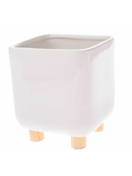 Casa de Engel Keramični pokrov za lonec z lesenimi nogami, bel, 0/8