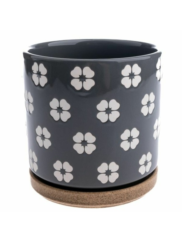 Casa de Engel Keramična posoda za rože z podstavkom, siva, 0/12