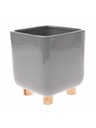 Casa de Engel Keramični lonec za rože z lesenimi nogami, siv, 0/8