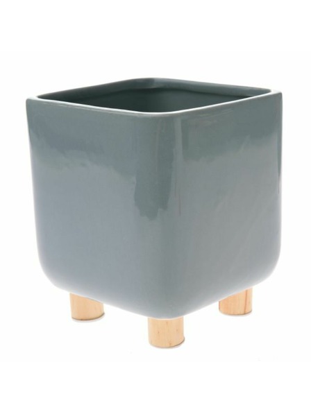 Casa de Engel Keramični lonec za rože z lesenimi nogicami, svetlo zelen, 0/8