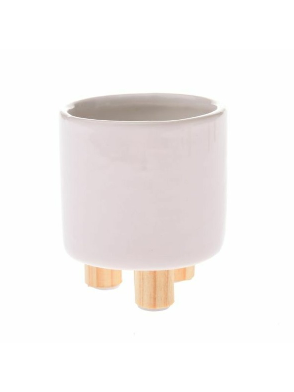 Casa de Engel Keramičen lonec z lesenimi nogami, bel, 0/48