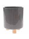 Casa de Engel Keramični lonec z lesenimi nogicami, siv, 0/12