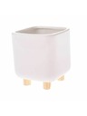 Casa de Engel Keramični lonec za rože z lesenimi nogicami, bel, 0/24