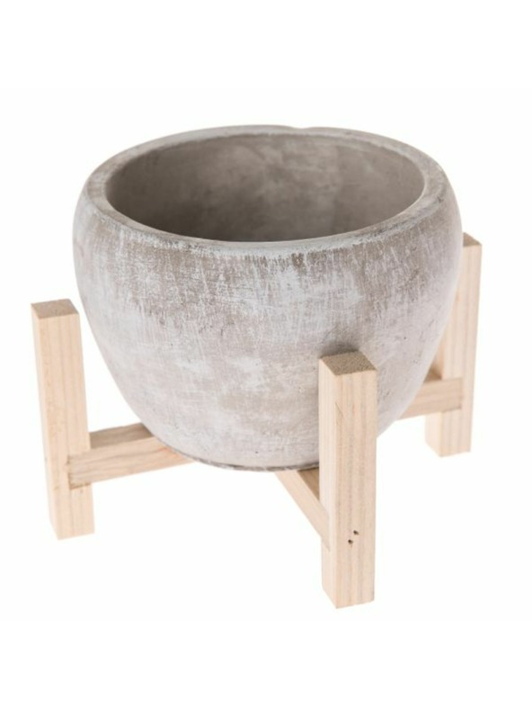 Casa de Engel Betonski lonec za rože v leseni stojici, 0/18
