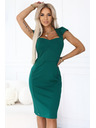 numoco 318-7 Elegantne midi obleke z lepim izrezom - zelene