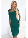 numoco 318-7 Elegantne midi obleke z lepim izrezom - zelene
