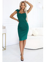 numoco 318-7 Elegantne midi obleke z lepim izrezom - zelene