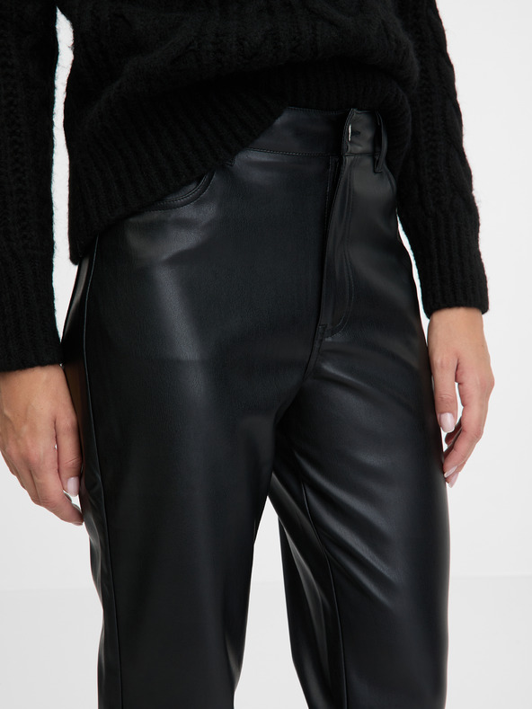 Orsay Rjave ženske hlače iz umetnega usnja ORSAY