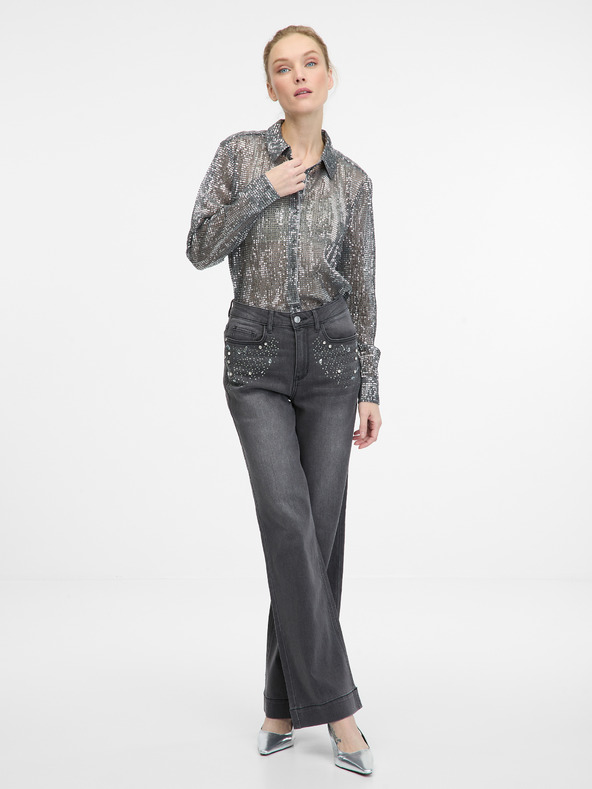 Orsay Srebrna ženska bluza z ovratnikom ORSAY