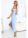 numoco 564-9 CALLIE Midi obleke z golimi rameni in globokim izrezom - svetlo modre