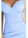numoco 564-9 CALLIE Midi obleke z golimi rameni in globokim izrezom - svetlo modre