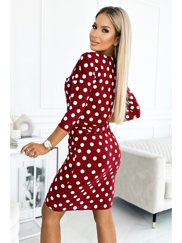 numoco 13-164 Športne obleke z vezavo in žepi - bordo + pike