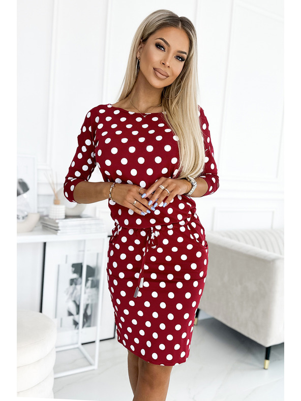 numoco 13-164 Športne obleke z vezavo in žepi - bordo + pike