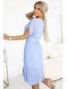 numoco 465-4 MIA Krokots šifon midi obleka z Wide pasom - svetlo modra