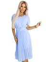 numoco 465-4 MIA Krokots šifon midi obleka z Wide pasom - svetlo modra