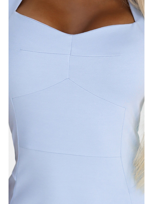 numoco 318-8 Elegantne midi obleke z lepim izrezom - svetlo modre