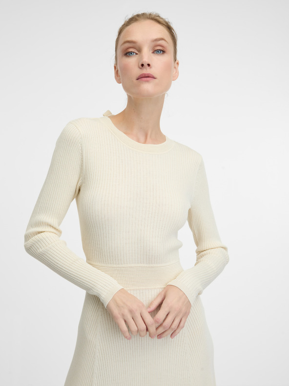 Orsay Krem ženska midi obleka ORSAY