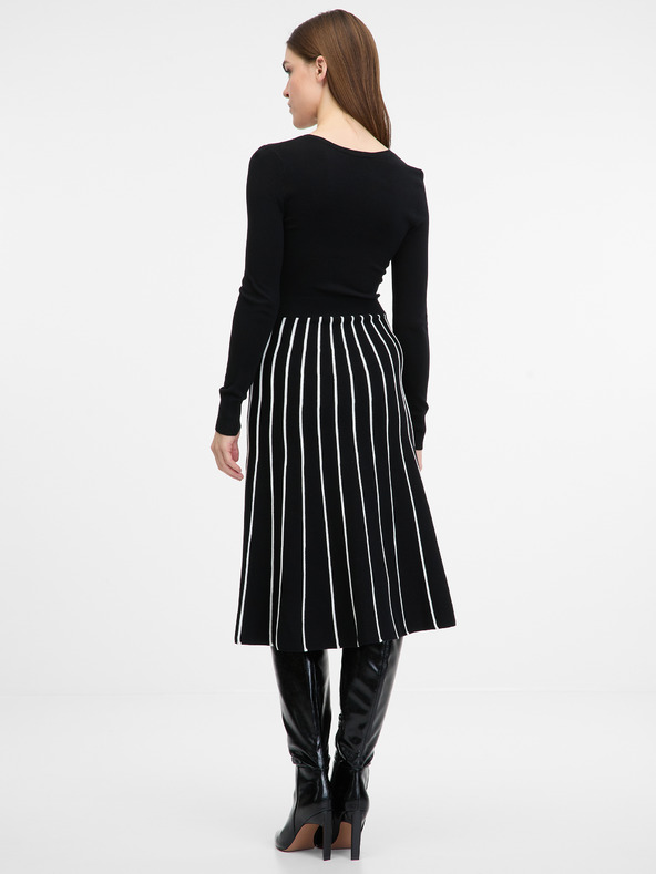 Orsay Črna ženska obleka do kolen ORSAY