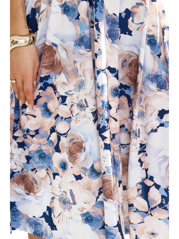 numoco Ženske obleke z izrezom in kratkimi rokavi