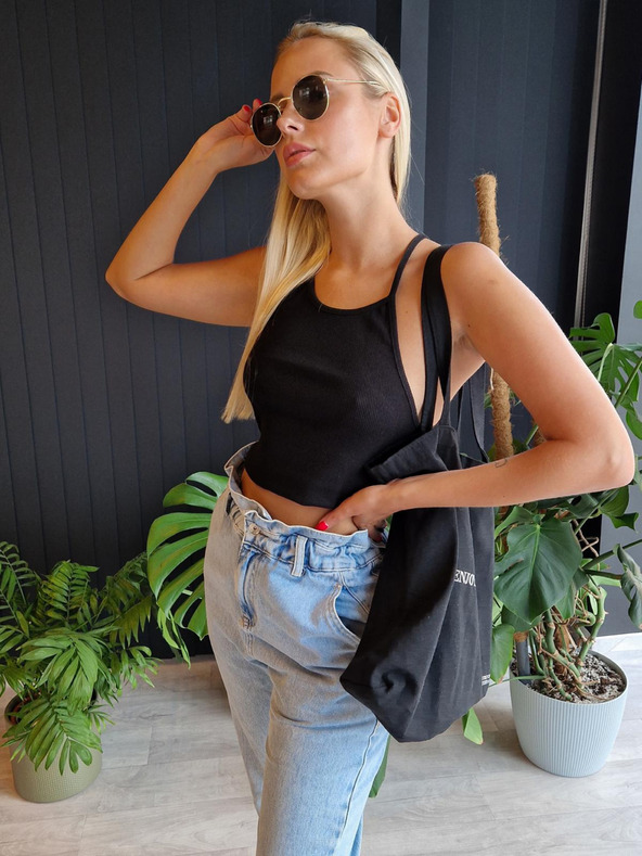 Edoti Ženska prugasta top majica SLR088 - črna OTHER