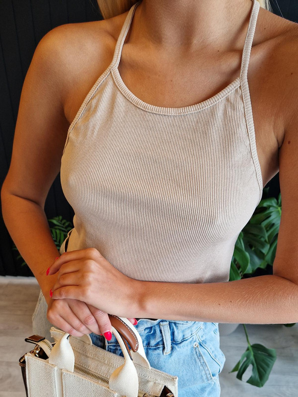 Edoti Ženska prugasta top majica SLR088 - bež OTHER