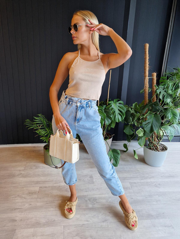 Edoti Ženska prugasta top majica SLR088 - bež OTHER